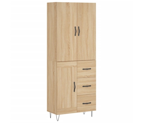 Aparador alto madera contrachapada color roble 69,5x34x180 cm