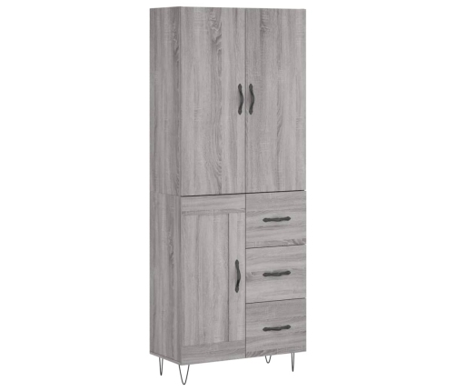 Aparador alto madera contrachapada gris sonoma 69,5x34x180 cm