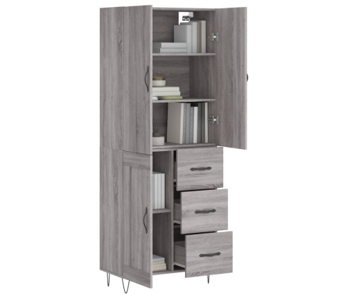 Aparador alto madera contrachapada gris sonoma 69,5x34x180 cm