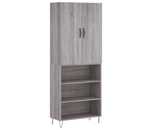 Aparador alto madera contrachapada gris sonoma 69,5x34x180 cm