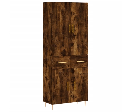 Aparador alto madera contrachapada roble ahumado 69,5x34x180 cm