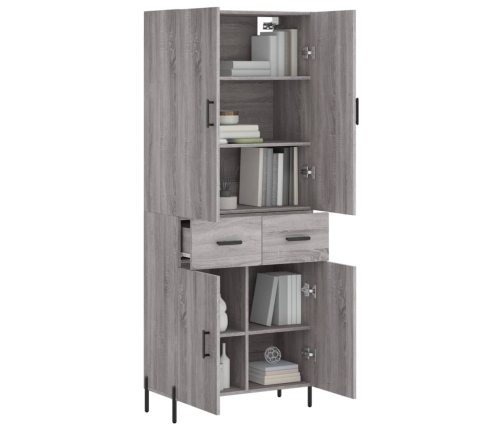 Aparador alto madera contrachapada gris sonoma 69,5x34x180 cm