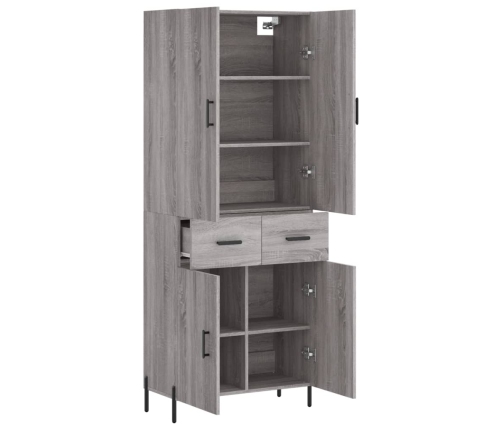 Aparador alto madera contrachapada gris sonoma 69,5x34x180 cm