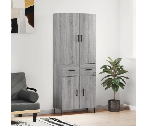 Aparador alto madera contrachapada gris sonoma 69,5x34x180 cm