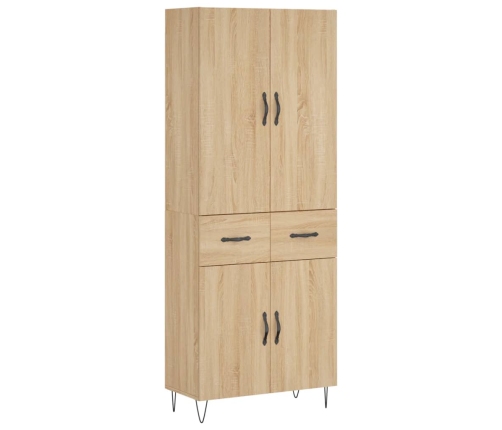 Aparador alto madera contrachapada color roble 69,5x34x180 cm