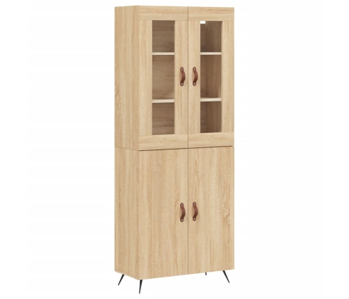 Aparador alto madera contrachapada color roble 69,5x34x180 cm