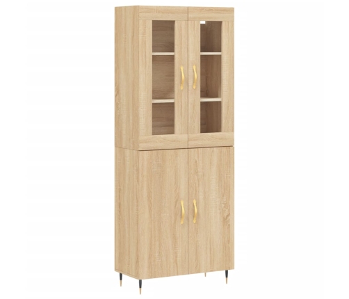 Aparador alto madera contrachapada color roble 69,5x34x180 cm