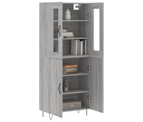 Aparador alto madera contrachapada gris sonoma 69,5x34x180 cm