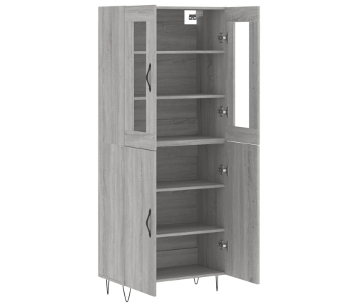 Aparador alto madera contrachapada gris sonoma 69,5x34x180 cm