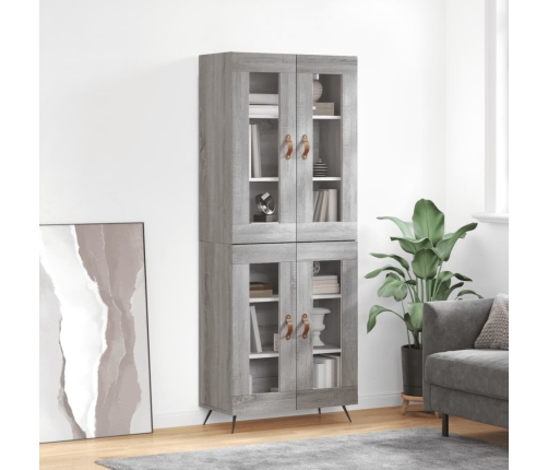 Aparador alto madera contrachapada gris sonoma 69,5x34x180 cm