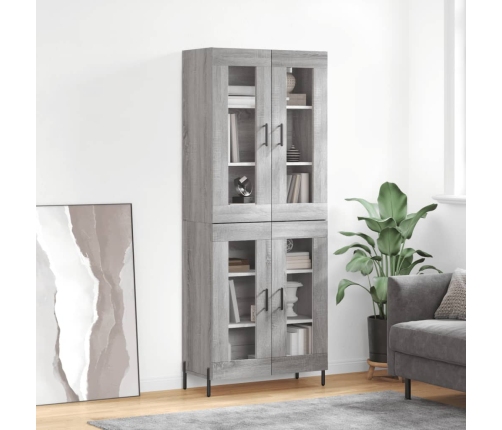 Aparador alto madera contrachapada gris sonoma 69,5x34x180 cm