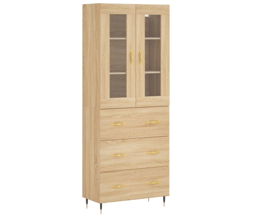 Aparador alto madera contrachapada color roble 69,5x34x180 cm