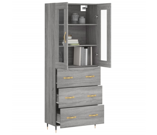 Aparador alto madera contrachapada gris sonoma 69,5x34x180 cm