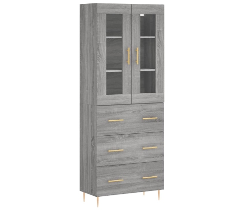 Aparador alto madera contrachapada gris sonoma 69,5x34x180 cm