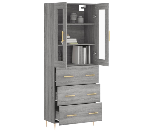 Aparador alto madera contrachapada gris sonoma 69,5x34x180 cm