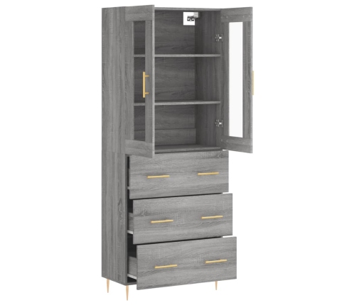 Aparador alto madera contrachapada gris sonoma 69,5x34x180 cm