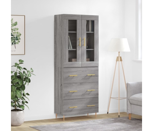 Aparador alto madera contrachapada gris sonoma 69,5x34x180 cm