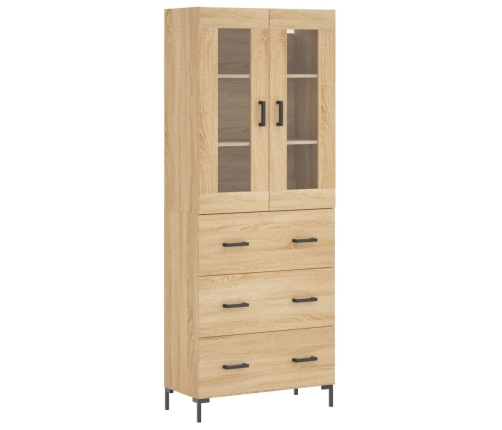 Aparador alto madera contrachapada color roble 69,5x34x180 cm