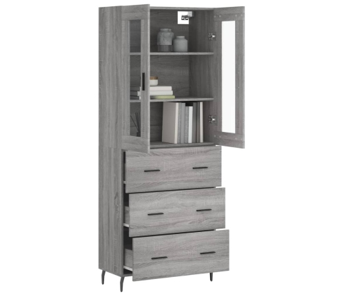 Aparador alto madera contrachapada gris sonoma 69,5x34x180 cm