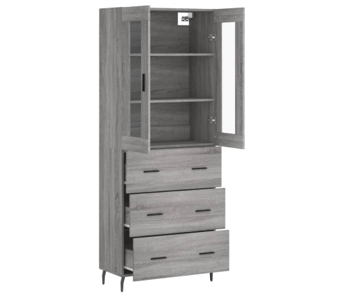 Aparador alto madera contrachapada gris sonoma 69,5x34x180 cm