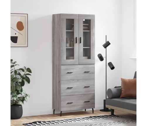 Aparador alto madera contrachapada gris sonoma 69,5x34x180 cm