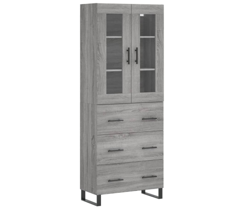 Aparador alto madera contrachapada gris sonoma 69,5x34x180 cm