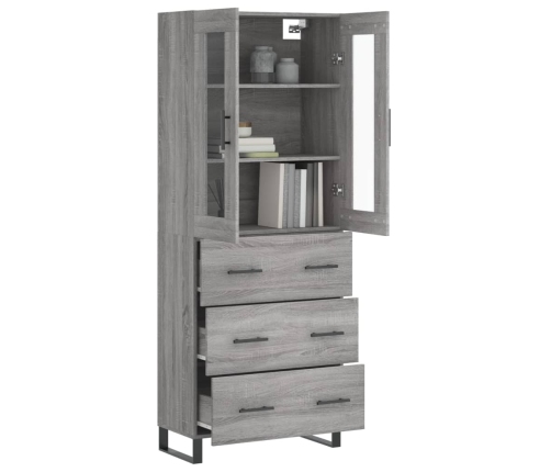 Aparador alto madera contrachapada gris sonoma 69,5x34x180 cm