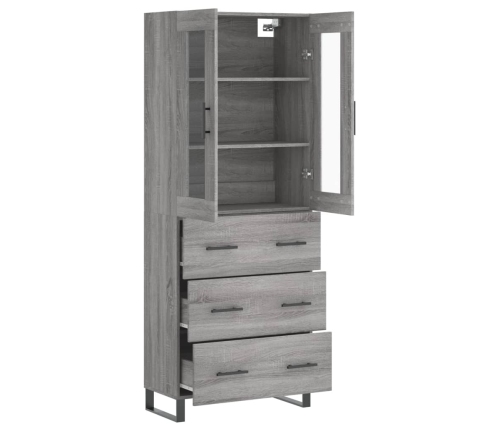 Aparador alto madera contrachapada gris sonoma 69,5x34x180 cm