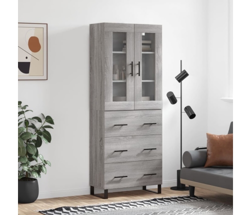 Aparador alto madera contrachapada gris sonoma 69,5x34x180 cm