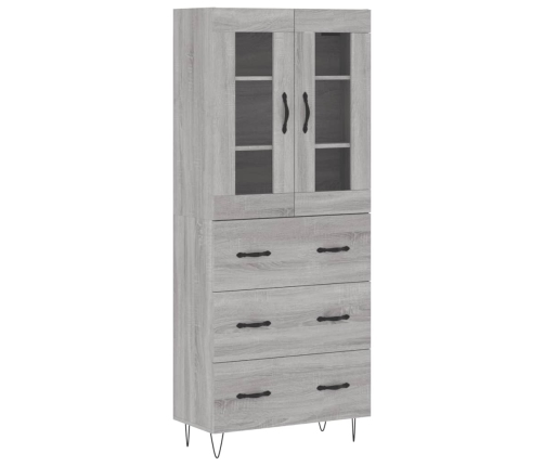 Aparador alto madera contrachapada gris sonoma 69,5x34x180 cm