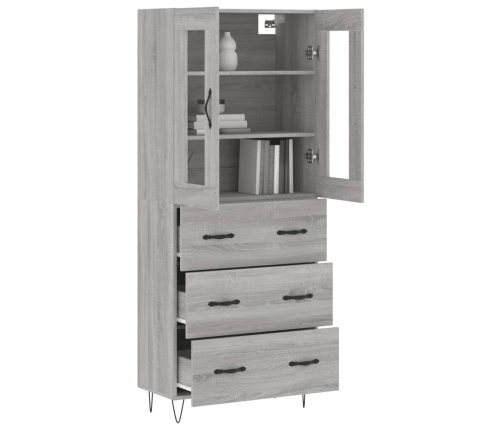 Aparador alto madera contrachapada gris sonoma 69,5x34x180 cm