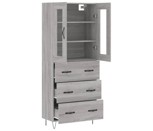 Aparador alto madera contrachapada gris sonoma 69,5x34x180 cm