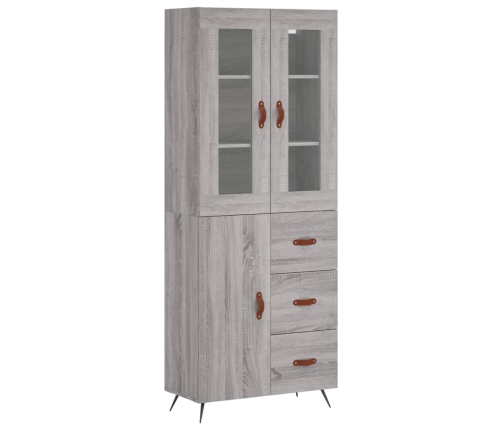 Aparador alto madera contrachapada gris sonoma 69,5x34x180 cm