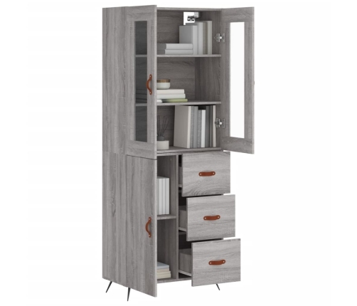 Aparador alto madera contrachapada gris sonoma 69,5x34x180 cm