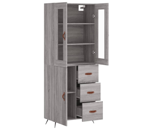 Aparador alto madera contrachapada gris sonoma 69,5x34x180 cm