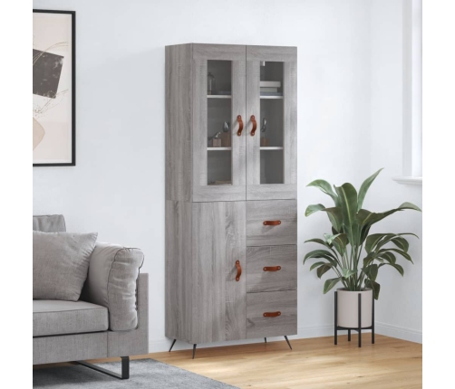 Aparador alto madera contrachapada gris sonoma 69,5x34x180 cm