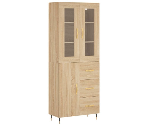 Aparador alto madera contrachapada color roble 69,5x34x180 cm