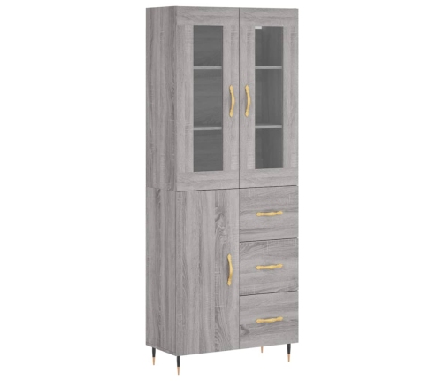 Aparador alto madera contrachapada gris sonoma 69,5x34x180 cm