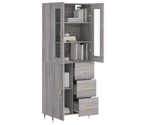 Aparador alto madera contrachapada gris sonoma 69,5x34x180 cm