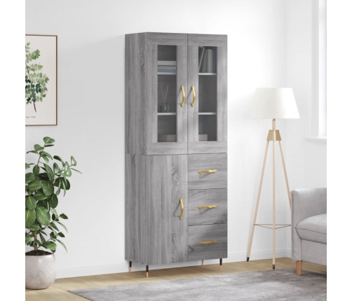 Aparador alto madera contrachapada gris sonoma 69,5x34x180 cm