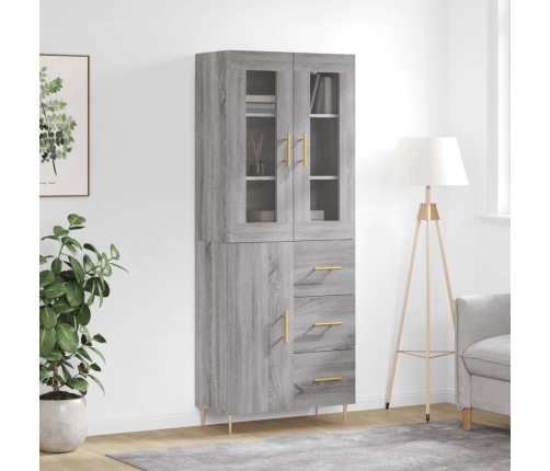 Aparador alto madera contrachapada gris sonoma 69,5x34x180 cm