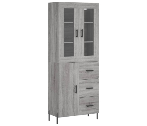 Aparador alto madera contrachapada gris sonoma 69,5x34x180 cm