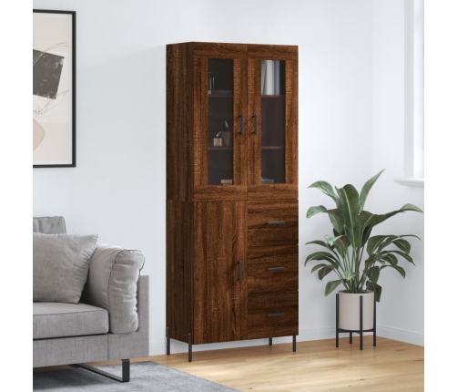 Aparador alto madera contrachapada marrón roble 69,5x34x180 cm