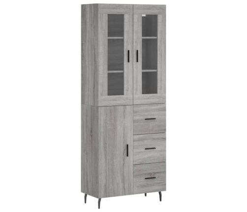 Aparador alto madera contrachapada gris sonoma 69,5x34x180 cm