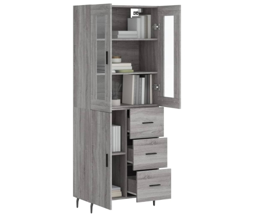 Aparador alto madera contrachapada gris sonoma 69,5x34x180 cm