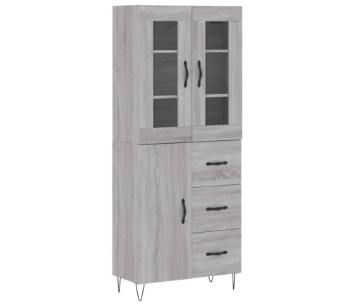 Aparador alto madera contrachapada gris sonoma 69,5x34x180 cm