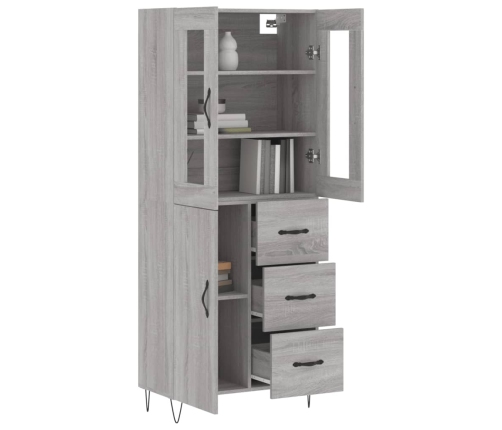 Aparador alto madera contrachapada gris sonoma 69,5x34x180 cm