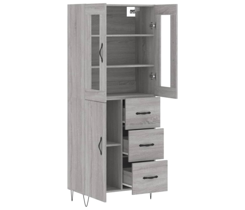 Aparador alto madera contrachapada gris sonoma 69,5x34x180 cm