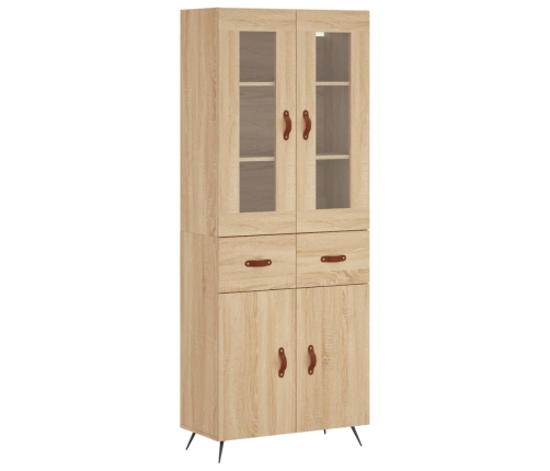 Aparador alto madera contrachapada color roble 69,5x34x180 cm