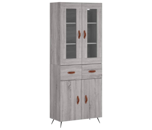 Aparador alto madera contrachapada gris sonoma 69,5x34x180 cm